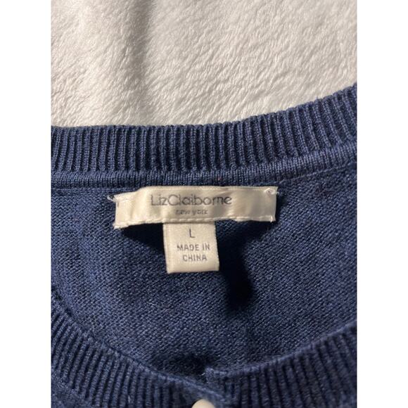 Liz Claiborne Navy Blue Button Front Cardigan - Size Large - Picture 4 of 9